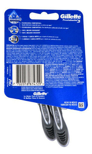 Gillette Prestobarba 3 Empaque Con 2 Rastrillos