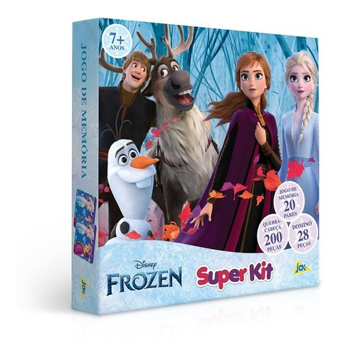 Brinquedo Quebra Cabeça + Dominó + Jogo Da Memória Frozen