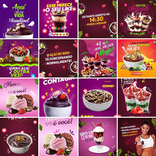 Pack 30 Artes Para Açaí Editáveis Cdr