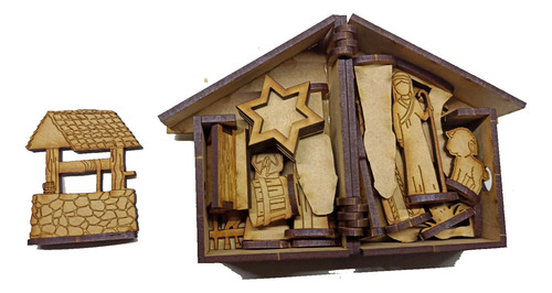 Rompecabezas 3d Madera Maqueta Cajita Nacimiento Navidad