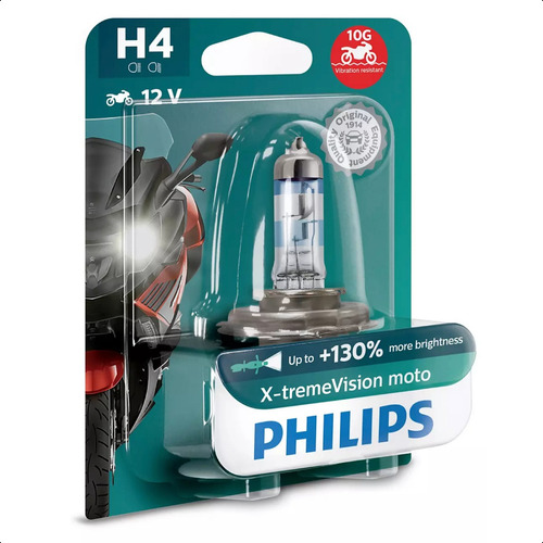 Lâmpada Philips H4 X-treme Vision Moto 60/55w 12v Unidade