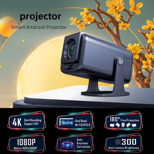 Proyector Hy500 Max Android 4k 13 Wifi Bt 5 1080p Negro