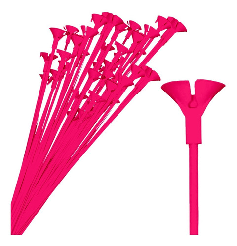 Imagen 1 de 1 de Palito Portaglobo Fucsia Cumple Fiesta X 100 Un.