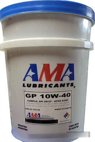 Aceite Multigrado Semi Sintético Ama Gp 10w40 X20 Litros