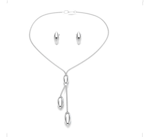 Collar Y Aretes De Plata 925 Set Cadena 43cm Mujer Agalea