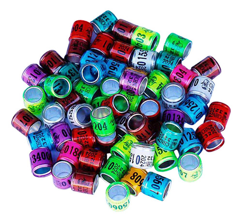 100 Anillos Para Patas De Paloma, Bandas De Multicolor