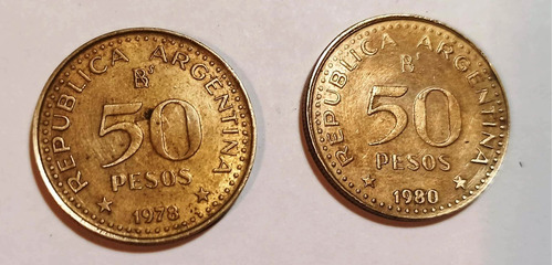 2 Monedas Arg. 50 Pesos - Años 1978/1980