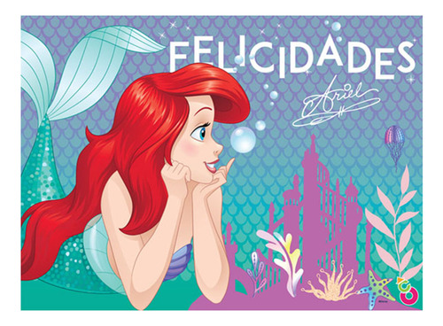 Afiche La Sirenita Cumple Cartel Deco Puerta Disney Original