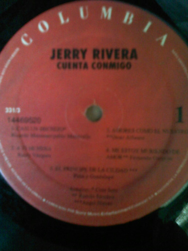 Lp. Jerry Rivera. Cuenta Conmigo. 1992.salsa.vinilo.acetato.