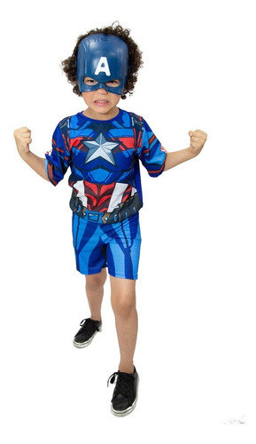 Fantasia Capitão America Heroi Infantil Dia Das Crianças