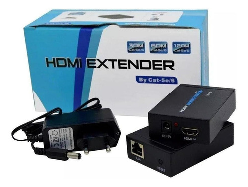 Imagem 1 de 4 de Extensor Hdmi 60 Metros X Rj45 Cat5/ Cat6 3d 1080p Bivolt