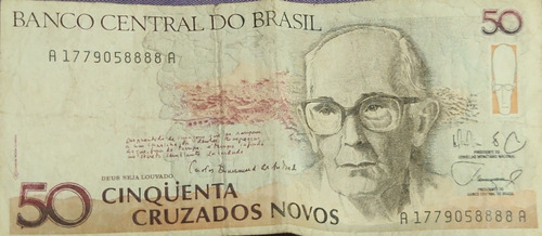 Cédula Antiga 50 Cruzados Novos 