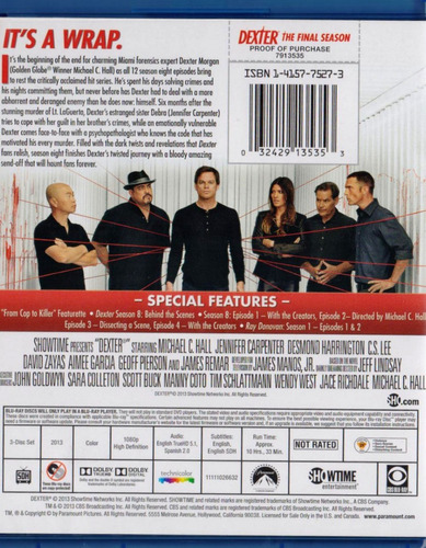 Dexter Octava Temporada 8 Ocho Final Importada Blu-ray