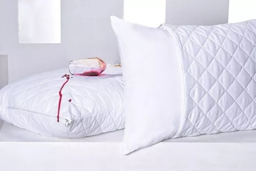 Kit de 2 fundas de almohada impermeables de 90 x 50 cm con cremallera,  color blanco liso