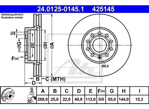 Disco De Frenos Delantero Volkswagen Jetta Tdi 2.0 2011/2015