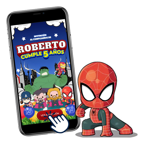 Invitación Digital Web Interactiva Animada Avengers