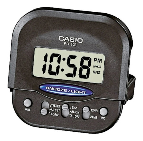 Reloj Despertador Negro Casio Pq-30b-1