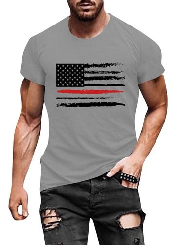 Camiseta Patriotica Dia Independencia Manga Corta Cuello