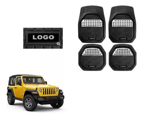 Tapetes 4pz Bandeja 3d Logo Jeep Wrangler Sport 2007 - 2024