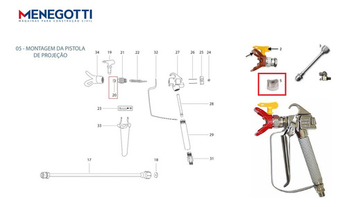 Reparo Para Bico Aspersor Pistola Airless Menegotti 29113196