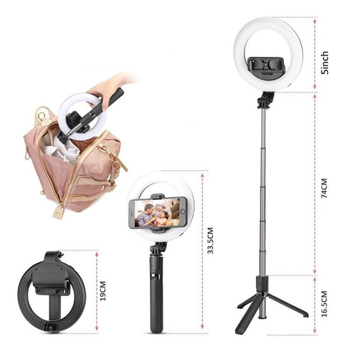 Aro De Luz + Tripode + Control Bluetooth + Monopod Bluetooth