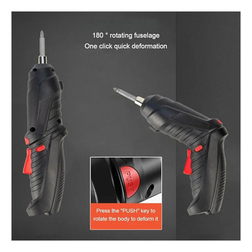 Destornillador Eléctrico Inalámbrico Recargable Luz 42 Pzas Naranja/negro 60 Hz