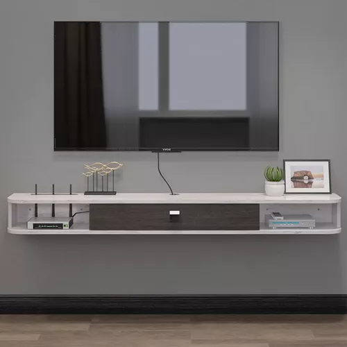 Mueble de pared para TV con cajón, estante flotante para pared, juego de  fotos, caja superior, reproductor de DVD, proyector de CD, estante de