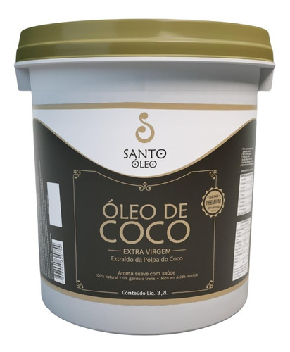 Santo Óleo De Coco Extravirgem Da Polpa 3,2 Litros