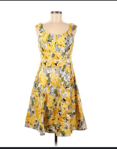 Vestido London Times Amarillo Estampado M Mujer Algodón.