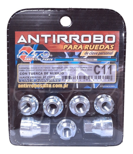 Imagen 1 de 3 de Tuercas Antirrobo Ford Ecosport (desde Año 2013)