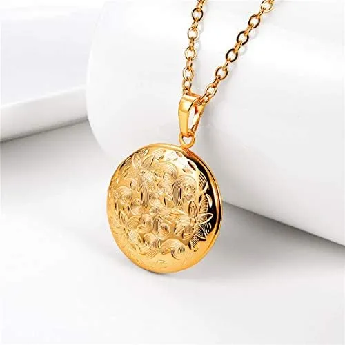 U7 Collares Con Colgante Con Medallón Con Foto Grabada En Or