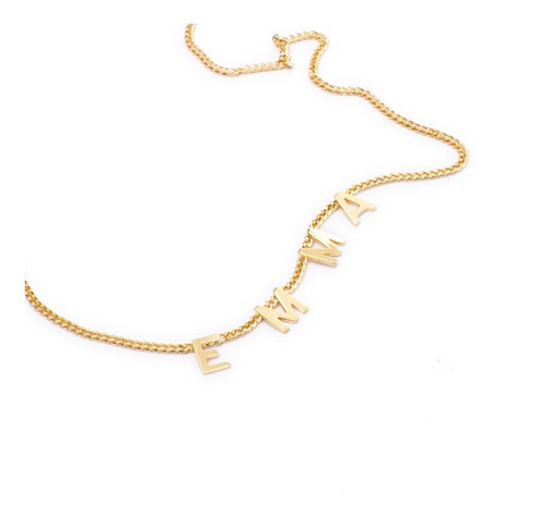 Collar Gargantilla Nombre Personalizable Niña Chapa Oro 18k Color Dorado