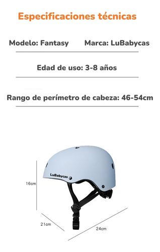 Casco Infantil Bicicleta Regulable Fantasy Blanco Lubabycas