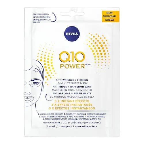 3 Pz De Mascarilla En Tela Facial Nivea Q10 Power Antiarruga