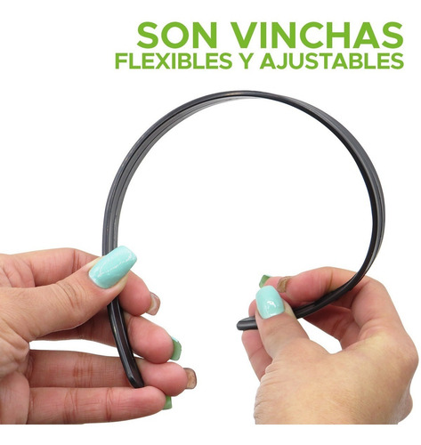 Imagen 3 de 9 de 50 U. Vinchas Plasticas Negras Lisas Para Forrar 1cm Fabrica