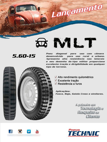 Pneu Fusca 5.60-15 - 5 Lonas Mlt Off Road Agrícola Militar