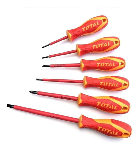 Imagen 2 de 6 de Destornilladores Aislados Set 6 U 1000v Total Plano Phillips