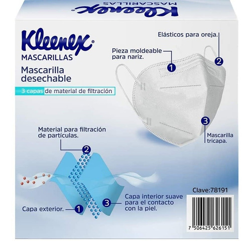  Cubrebocas Kleenex Caja Con  160 Pzs. 