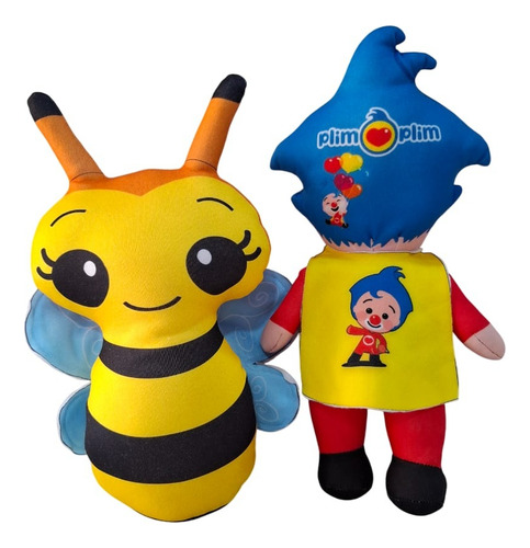 Combo Peluche Abejita Chiquitita Más Plim Plim 30 Cm De Alto Amarillo