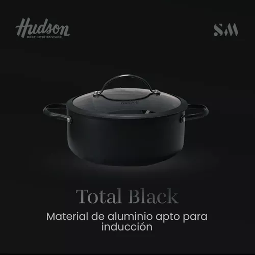 Bateria Cocina Hudson Black Antiadherente Induccion 7 Piezas