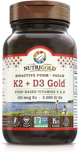Vitamina K2 + D3 Nutrigold 60 Capsulas Veganas