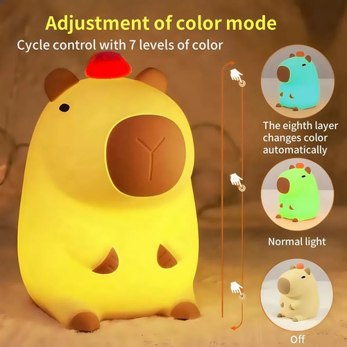 Luz Nocturna Recargable De Silicona Con Forma De Capibara