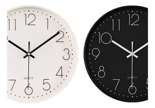 Reloj De Pared 3010 Silencioso Duo Pack Black & White 