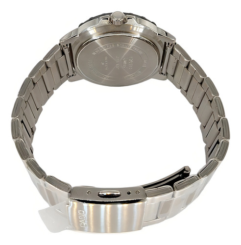 Reloj Casio Standard MTD-125D-2A1vdf para hombre, correa plateada, bisel azul, fondo azul