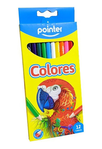Creyones Colores Pointer 12 Colores Madera Escolar