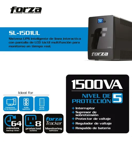 Ups Inteligente Forza Sl-1501ul 1500va/900w Softw Lcd Táctil