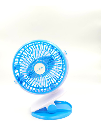 Mini Ventilador Com Clipe Recarregável Usb Silencioso Cor Azul