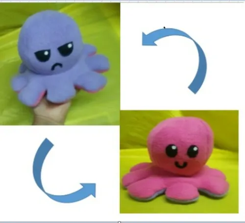 Mu eco No Peluche Pulpito Pulpo Reversible 22cm Rosa Violeta