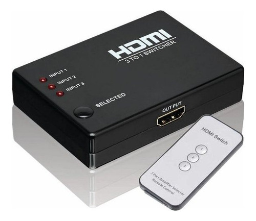 Switch Hdmi 3 Puertos Full Hd 1080p Control + Cargador