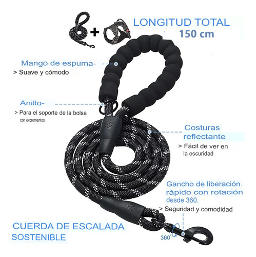 Arnes Para Perro Pechera Anti Tirones Reflectante Con Correa
